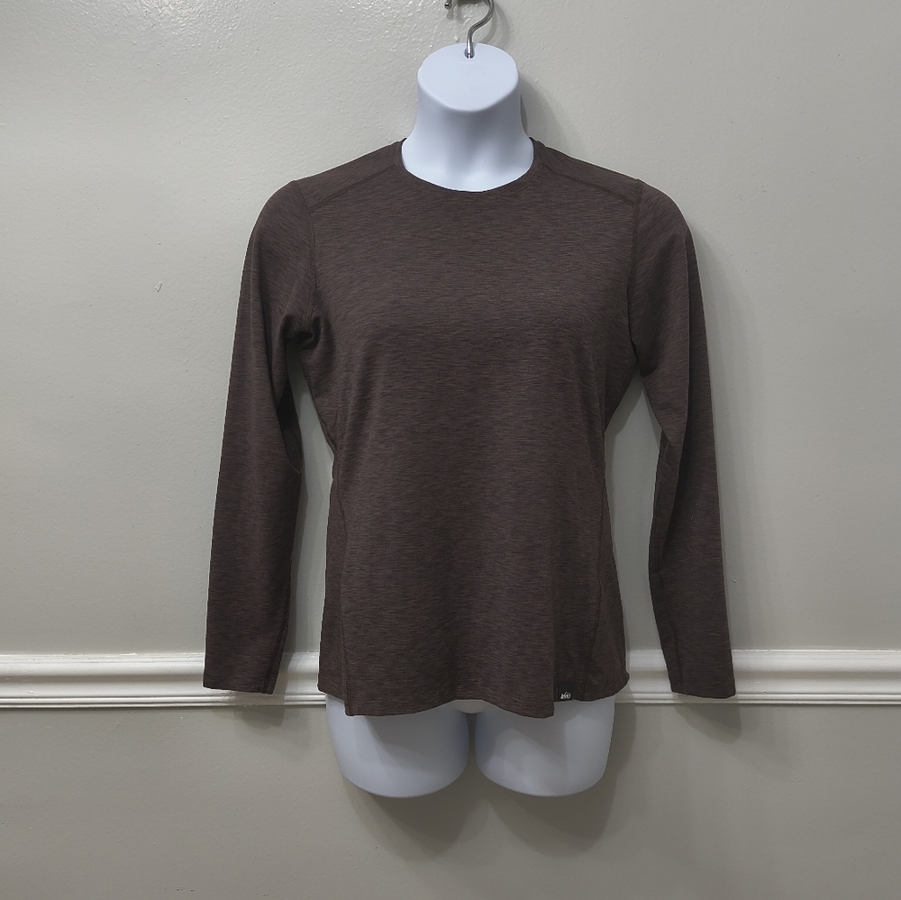 REI CO-OP Long Sleeve Base Layer Top T-shirt Women Size Large Brown Skiing